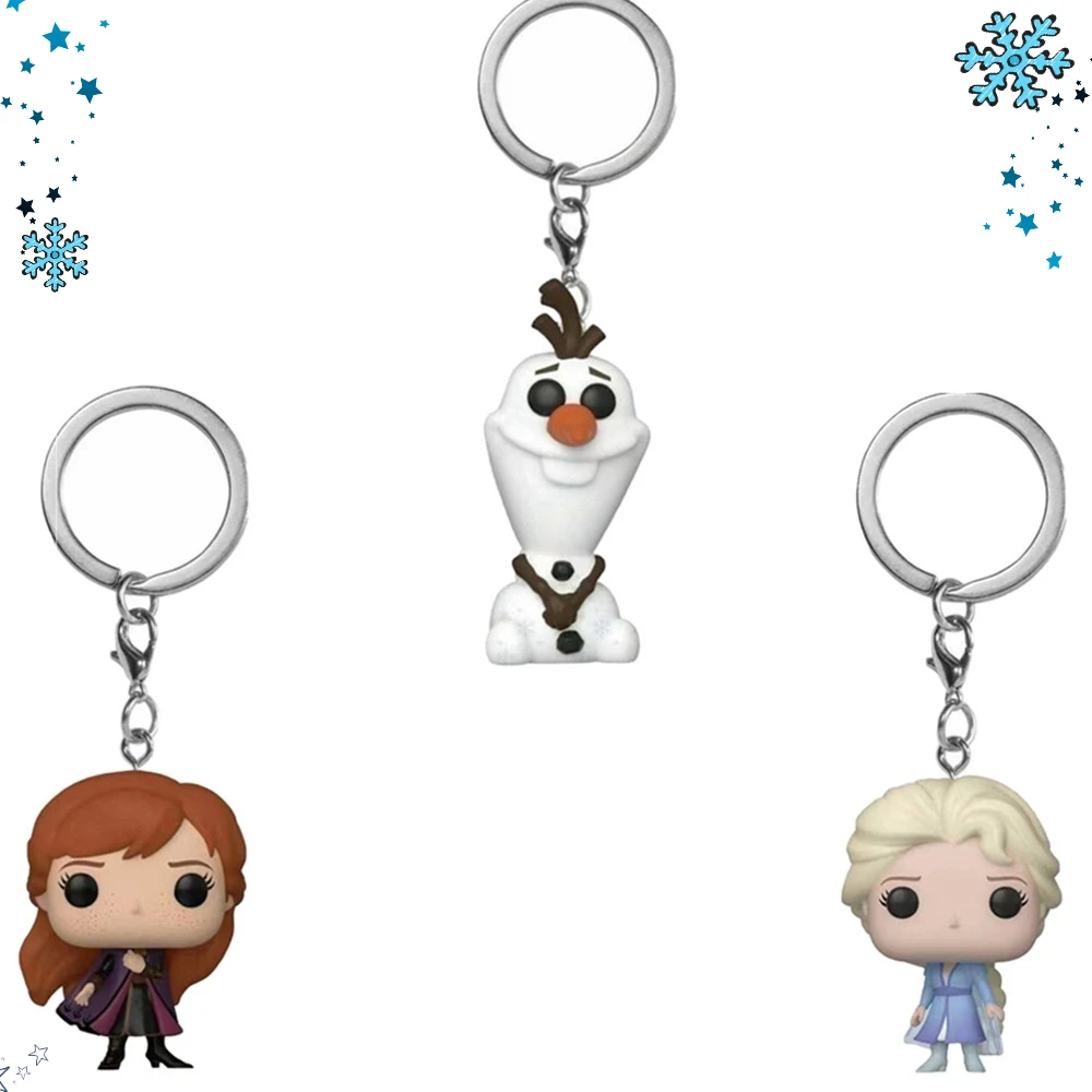 Figuras de Bolsillo con Llavero de las Princesas Anna, Elsa y Olaf, Juguetes Coleccionables para Niños con Caja