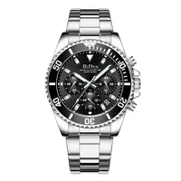 BIDEN Mens Chronograph Stainless Steel Strap Waterproof Date Quartz Watch, Business Casual Wrist Watches