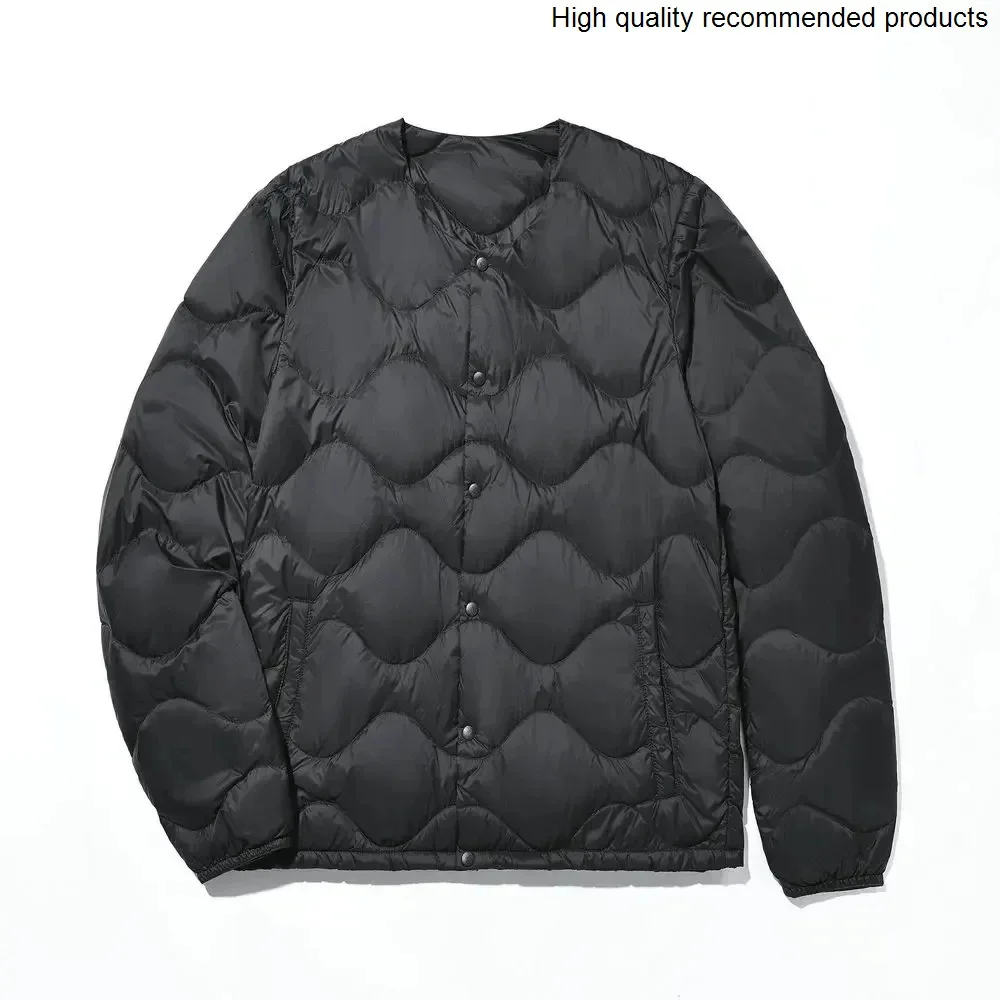 new style Men's round 2025 neck thin gourd down jacket liner lightweight collarless down jacket