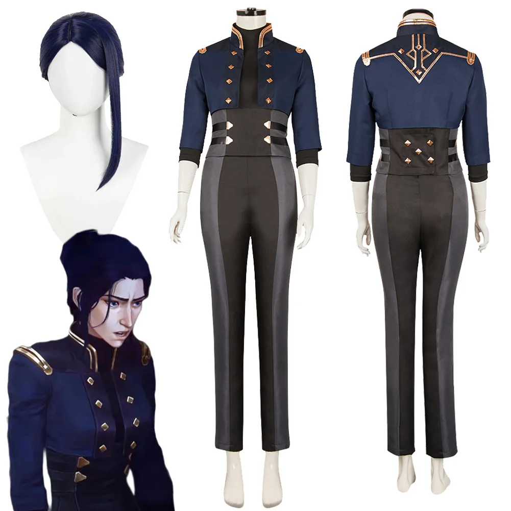 Arcane Caitlyn Kiramman Cosplay Fantasy High Waist Uniform Clothing Wig Game LoL TV 2 Sheriff of Piltover Costume Disguise Women