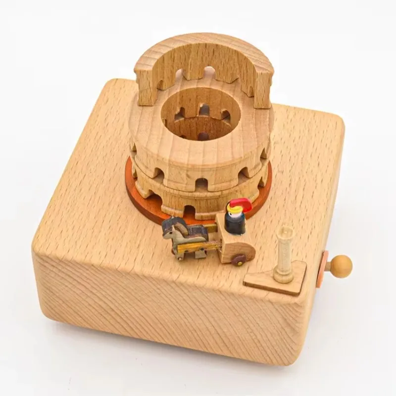 

Colosseum wooden music box belt carriage mechanical music box