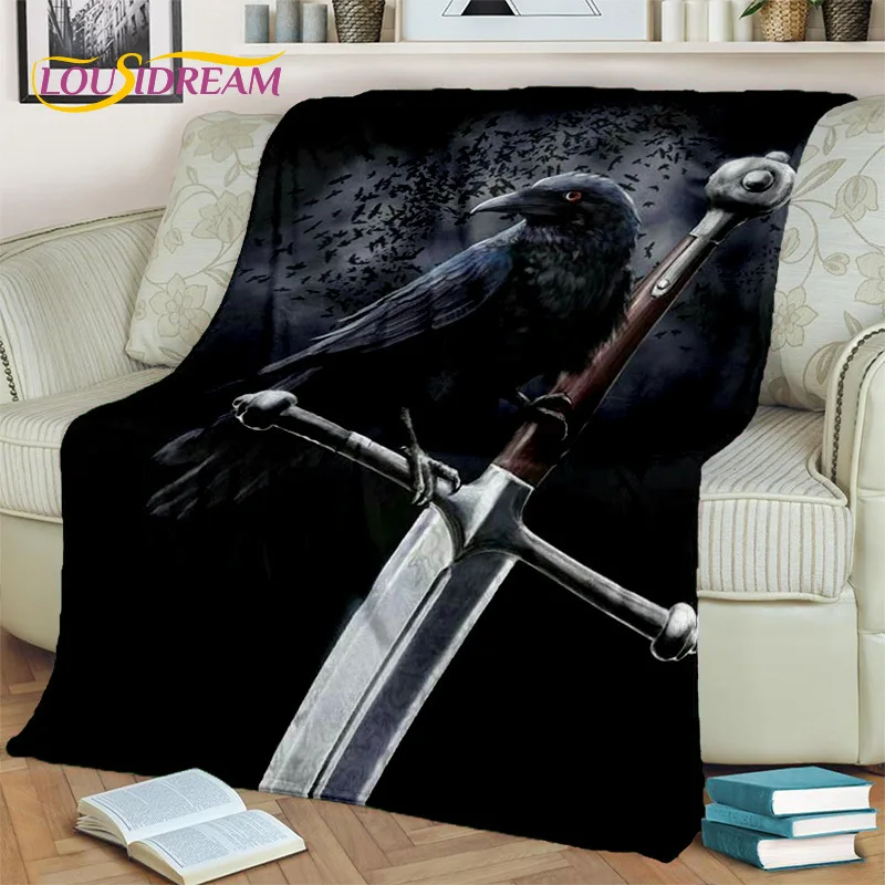 

Viking Norse Mythology Fenrir Crow Blanket,Flannel Throw Blanket for Home Bedroom Bed Sofa Picnic Office Hiking Leisure Nap Gift