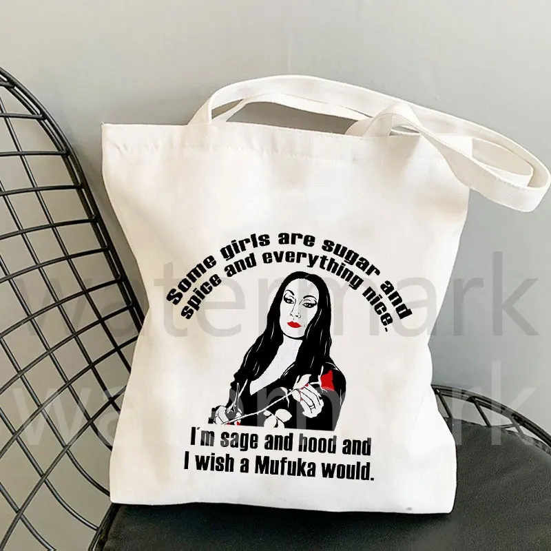 Queens of Evil MORTICIA ADDAMS BAG Canvas Tote Bag Halloween Gift Bag Bolso Tote Bag Eco Shopping Bag  Casual Supermarket Bag