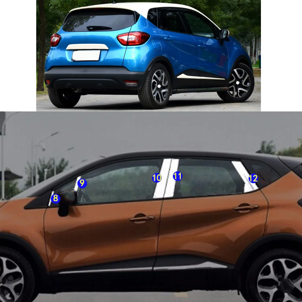 Car Sticker Garnish Pillar Window Middle Strip Trim Frame Hoods For Renault Captur 2015 2016 2017 2018 2019 2020