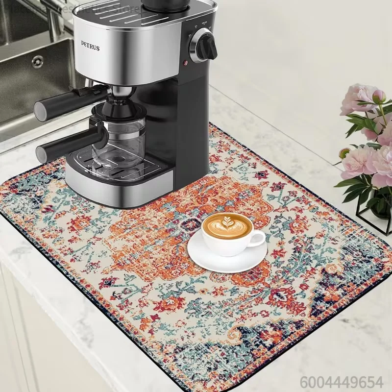Persian Retro Bohemian Style Coffee Bar Mat Mat Suitable for Countertop Coffee Coffee Pot Italian Espresso Home Decoration