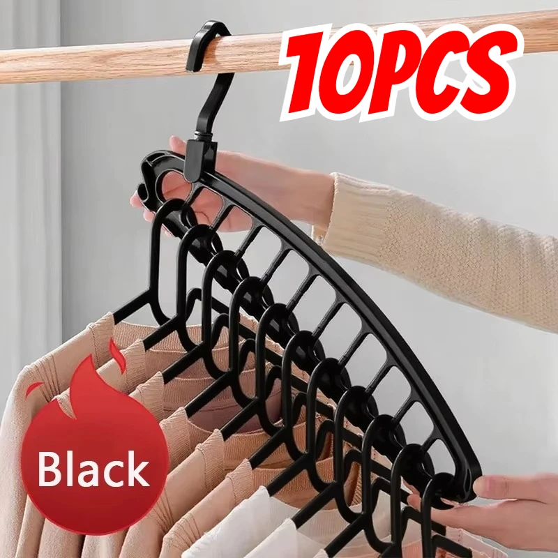 10pcs 9 Hole Foldable Hanger - Space Saving Wardrobe Storage Hanger for Clothes Drying, Hangers Storage Organizers Rack, Coat