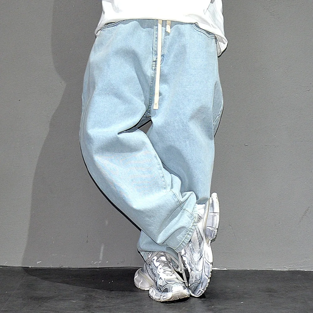 Japanese Streetwear Light Blue Baggy Jeans For Man Pants Harajuku Vintage Denim Trousers Korean Fashion Hip Hop Harem Pants Male