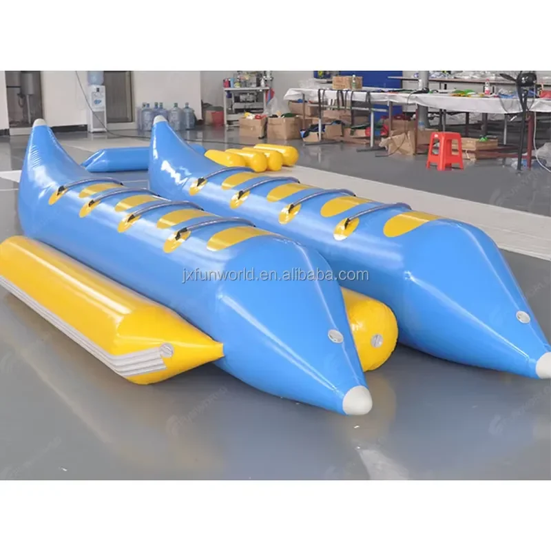 0.9mm PVC Inflatable Banana Boat 8-Person Towable Tube for Boating Inflatable Ride-on Banana Float 2