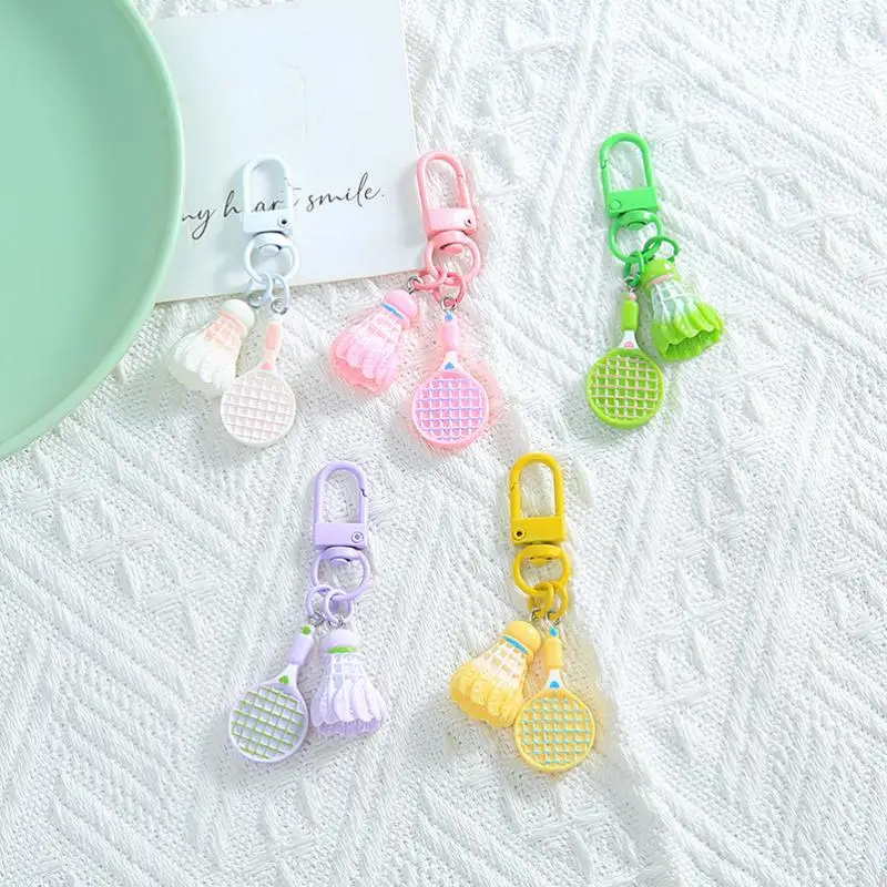 Sporty Simulation Badminton Racket Keychain 1Pcs Personality Key Ring For Women Bag Pendant Souvenir Jewelry Holiday Decoration