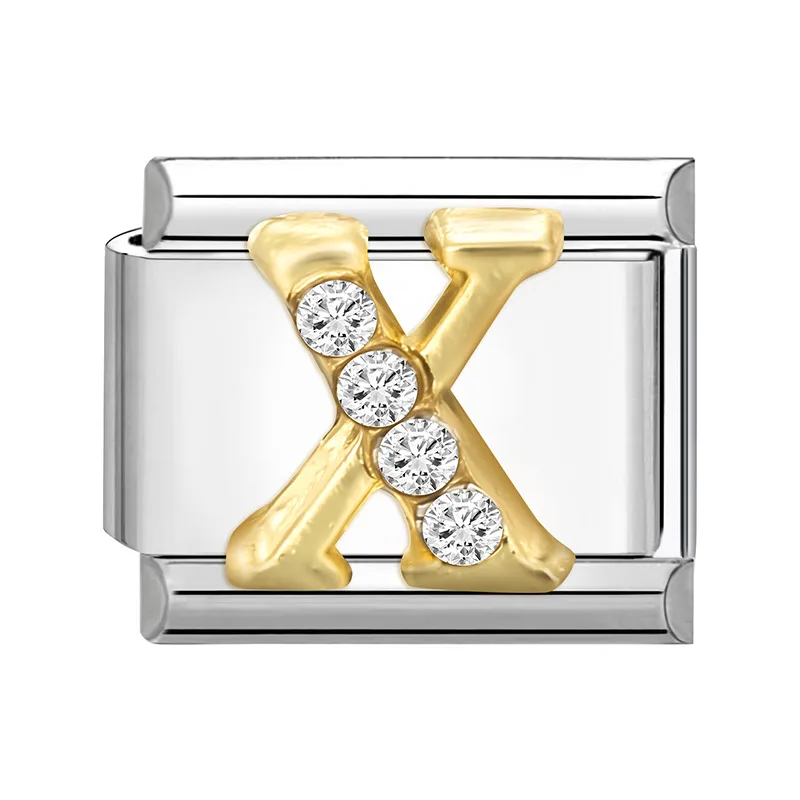 1 Stück 304 Edelstahl Italienische Charm-Anhänger 26 Englische Buchstaben Passend für 9mm DIY Armband Schmuckherstellung 10mm x 9mm Personalisiert – Detail 12