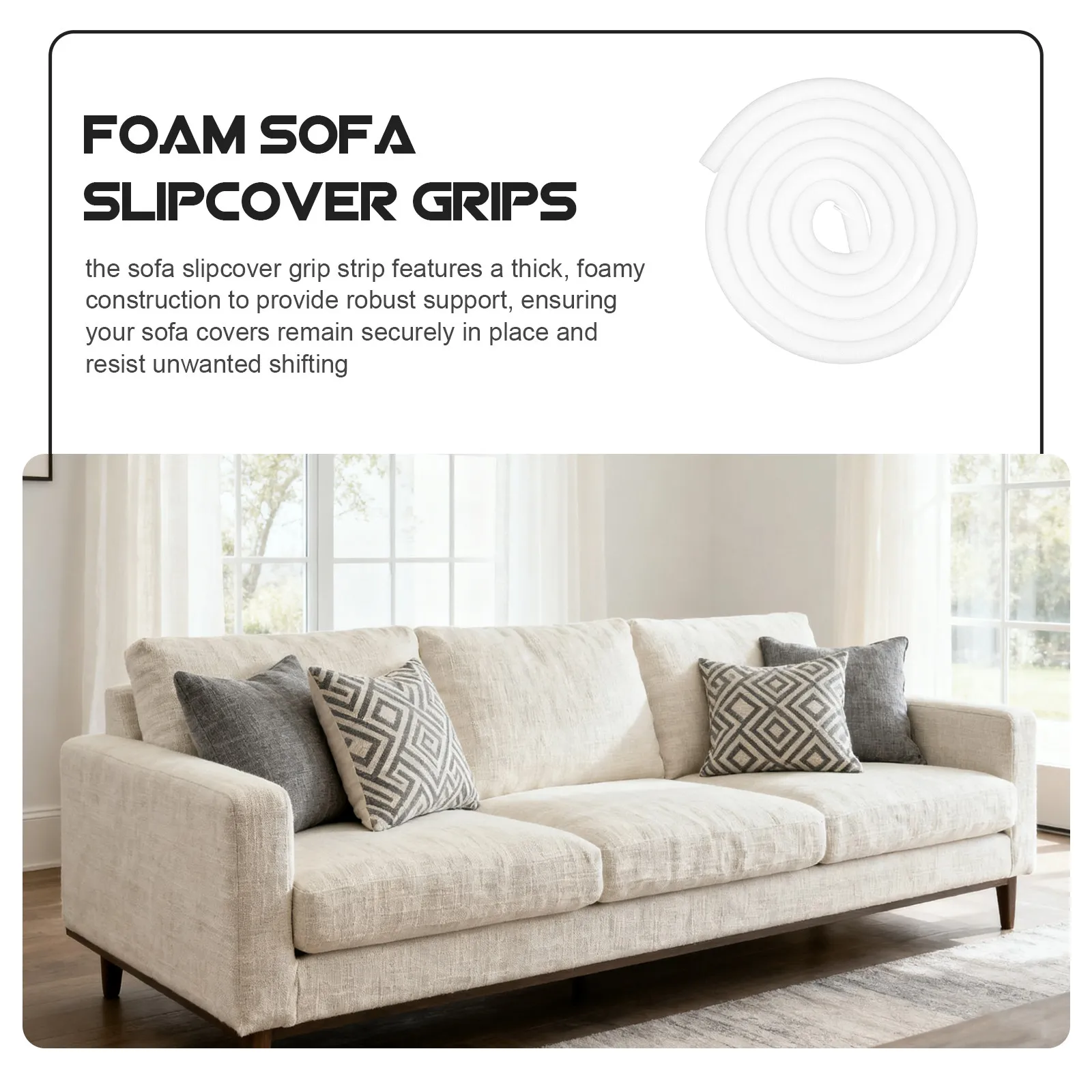 2M Non Slip Foam Tuck Grips Sofa Slipcover Cushions Gap Filler Rod Couch Cover Stays Sofa Cover Holder Sticks Couch Tube