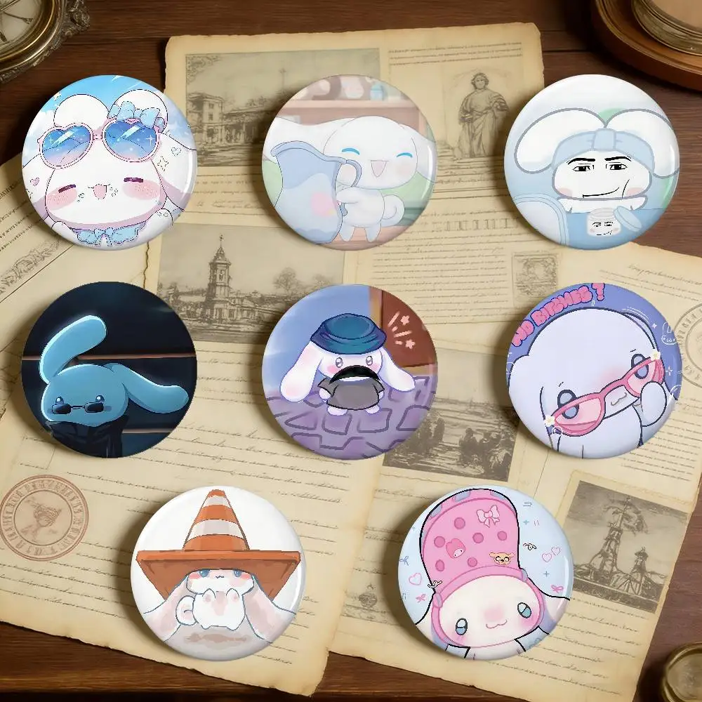 Cinnamon Dog Badges Anstecknadeln aus Weißblech, runde Brosche für Umhängetaschen-Accessoires, Souvenirgeschenke