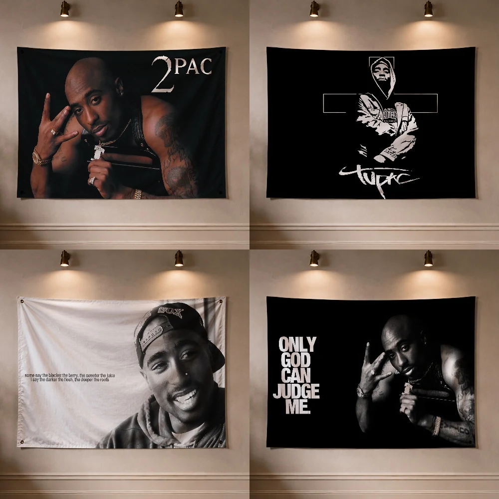 Rapper 2Pac T-Tupac S-Shakur Flag Decoration Outdoor Picnic Party Art Hanging Home Camping Party Banner