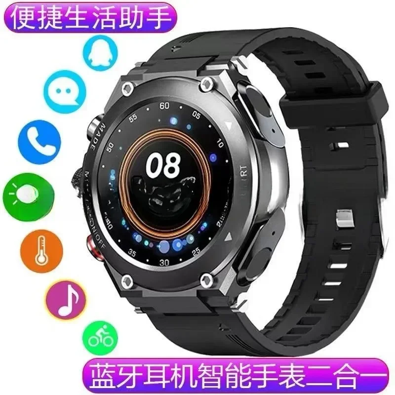 TWS dual Bluetooth headset MP3 local music, body temperature detection, smart bracelet, dial phone touch screen