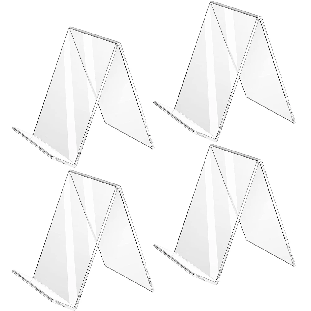 4pcs Acrylic Bookshelf Display Stand 100x115x130mm Simple Sign Holders Slanted Rack Price Menu Storage Desk Organizer