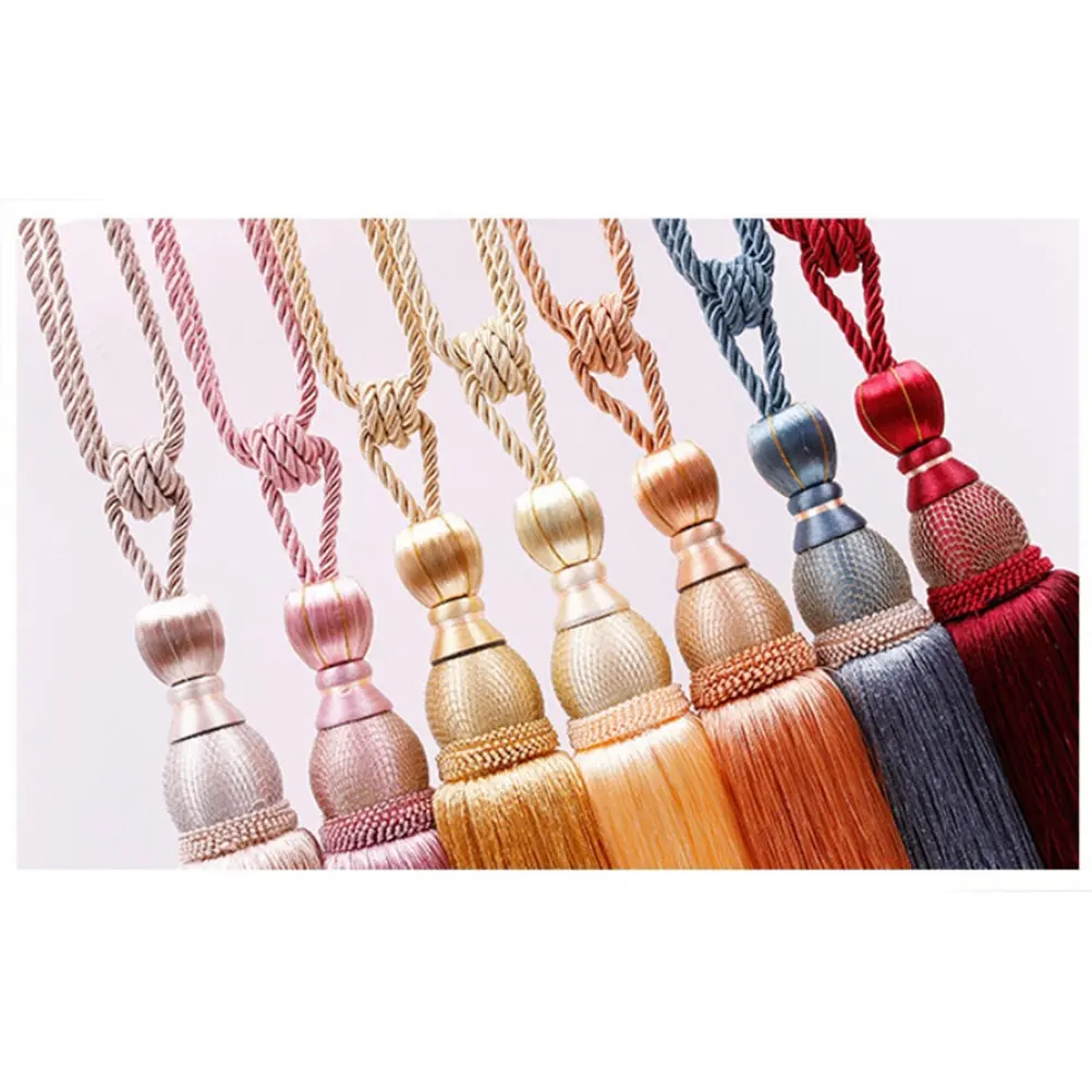 2Pcs Curtain Tassel Hanging Tieback Super Polyester Thick Long Strap Elegant Ball Buckle for Heavy Curtains Decorative