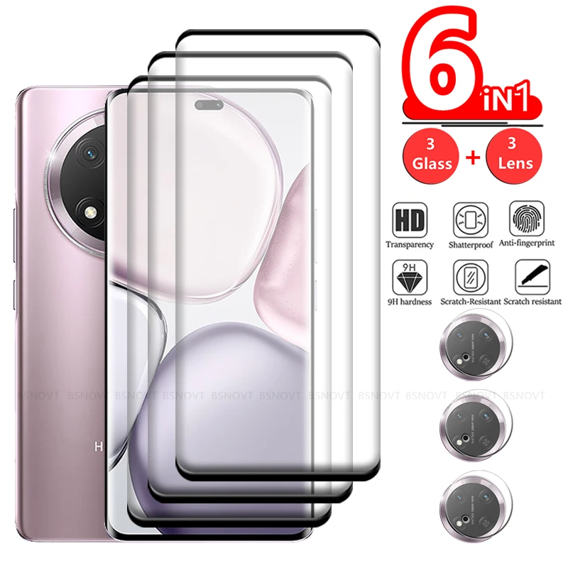 6in1 For Honor Magic 7 Lite Glass Honor Magic 7 Lite Screen Protector Curved Tempered Glass Huawei Honor Magic 7 Lite Lens Glass