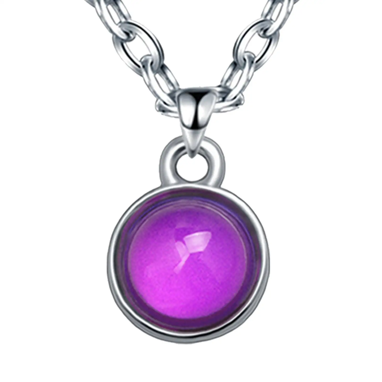 Mood Necklace Temperature Sensing Stainless Steel Pendant Unique Round Jewelry Gift for Women Daily Wear
