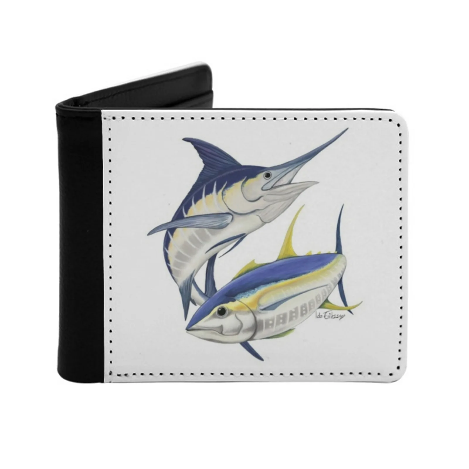 

Персонализированный кошелек Blue Marlin And Yellowfin Tuna для мужчин и женщин, короткий карманный кошелек из искусственной кожи, синий Marlin Marlin Dourado