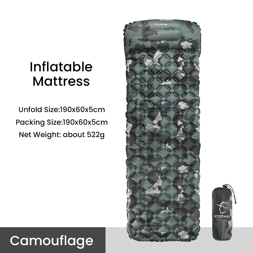 

Hitorhike Air Matt Inflatable Sleeping Mattress Camping Portable Self-inflating with Pillow Ultralight Foldable Waterproof