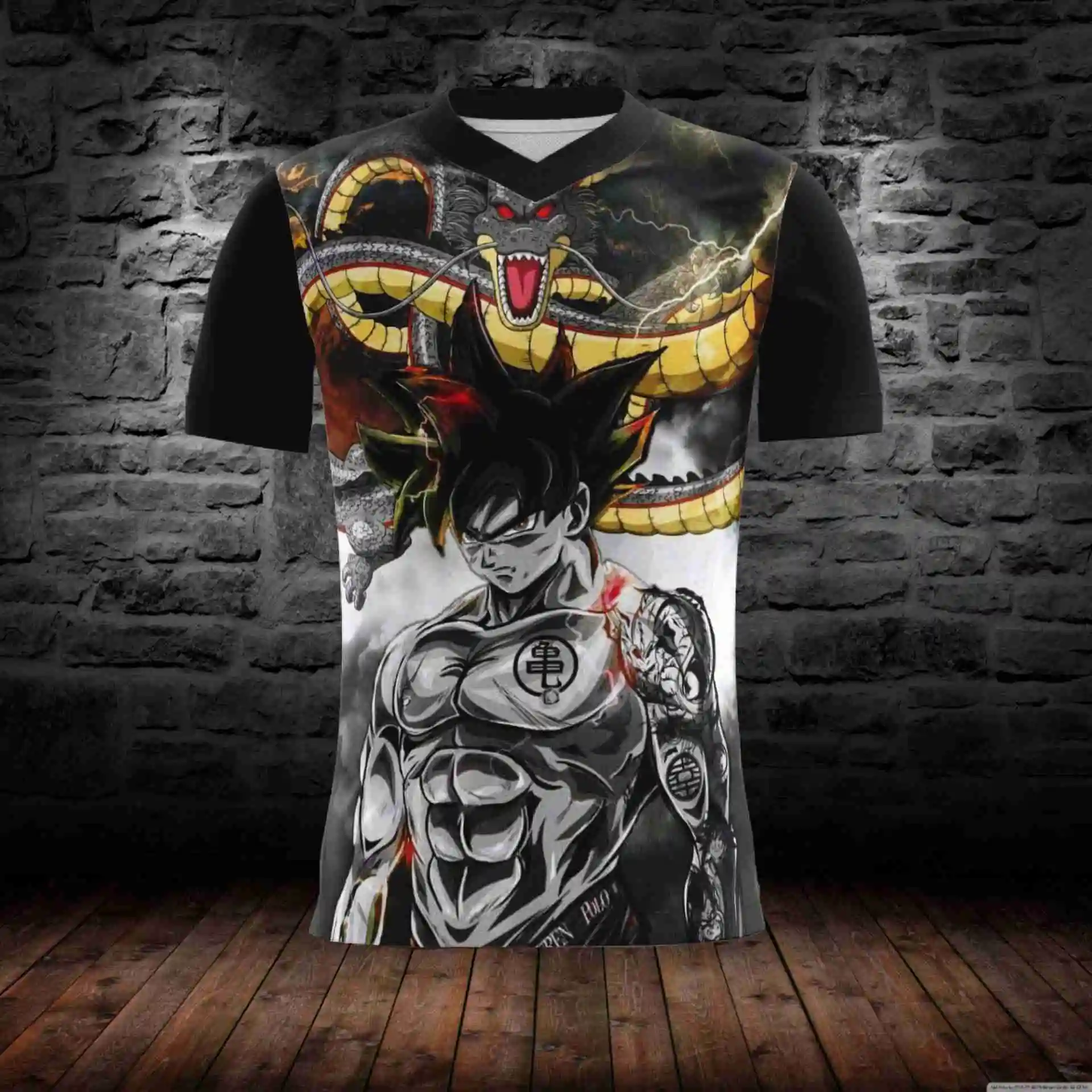 Neue Mode Herren Anime Dragon Ball Super Broly 3D-Druck V-Ausschnitt T-Shirt Einzigartiges Charakterdesign Stilvolle Lässige Sportbekleidung