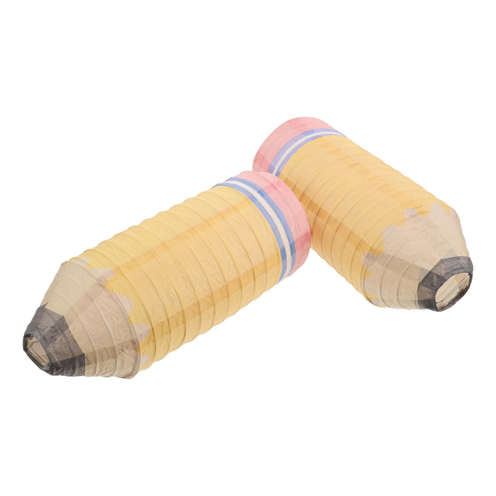 

2pcs Pencil Paper Lanterns Back to School Decorations Yellow Design Material Classroom Hanging