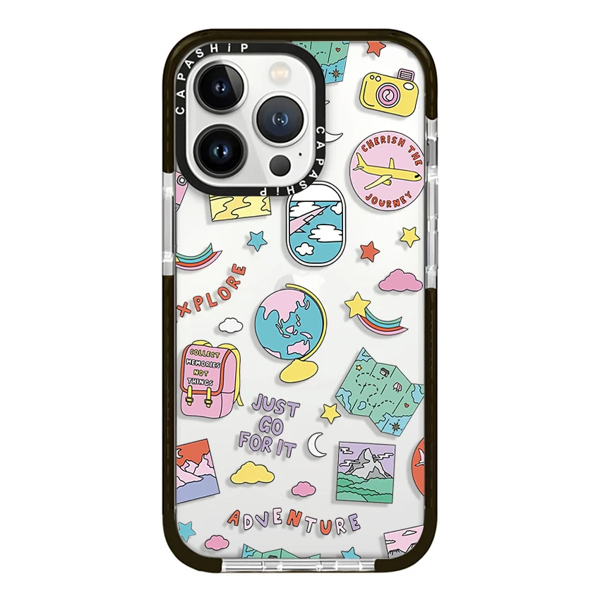 Vacation City Travel Label Stickers Case For iPhone 16 15 14 13 12 11 Pro X XS XR Max 7 8 Plus SE Soft TPU Shockproof Back Cover