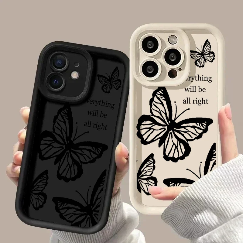 حافظة فراشة سوداء لهاتف موتورولا موتو إيدج 40 نيو 50 برو 50 فيوجن 5G G84 G14 G04 G32 G35 G52 G30 G60S G53 G22 E13 E14 غلاف