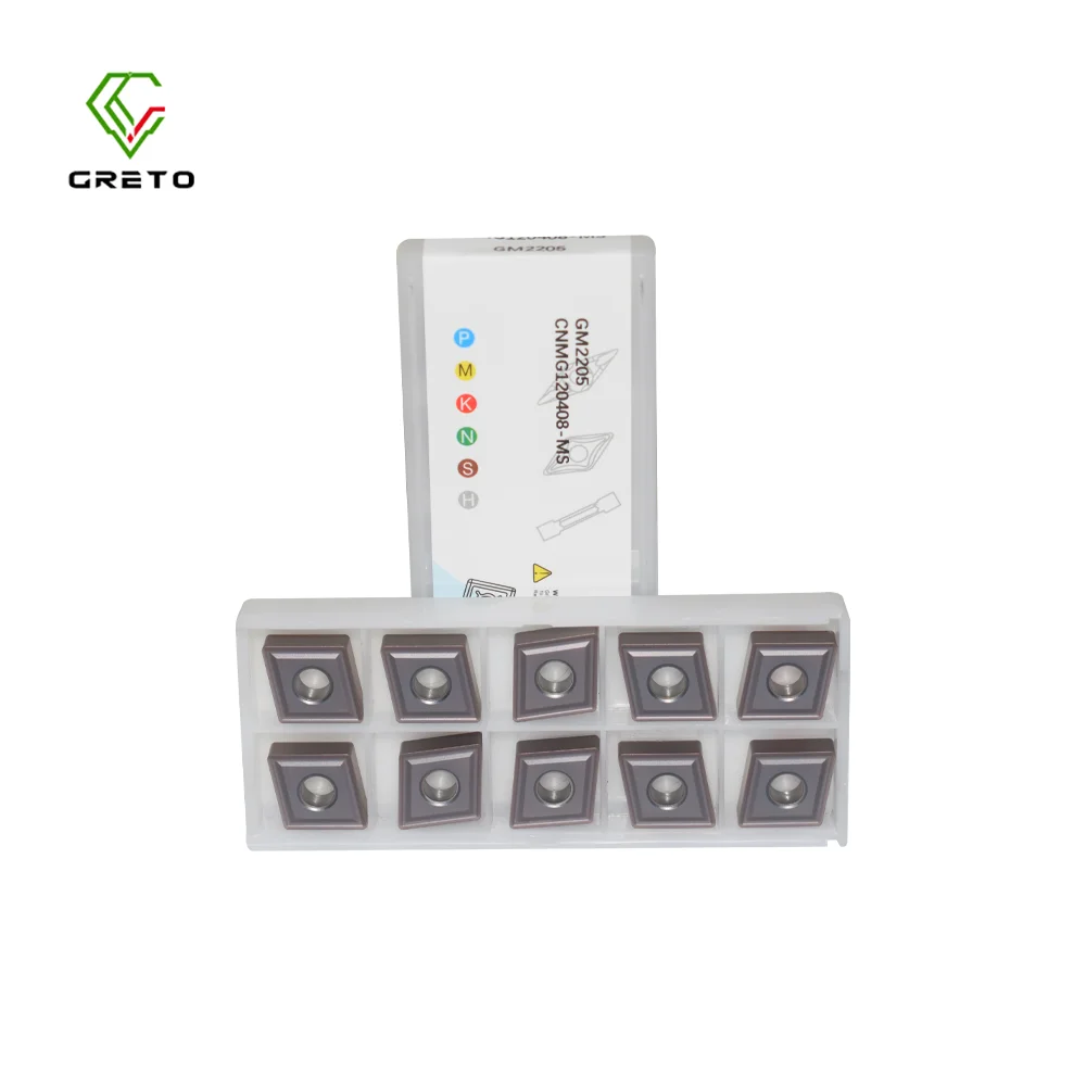 

GRETO CNMG120404-MS CNMG120408-MS GT4202 GT4205 GM2205 Токарные пластины Карбид вольфрама для стали, нержавеющей стали, чугуна