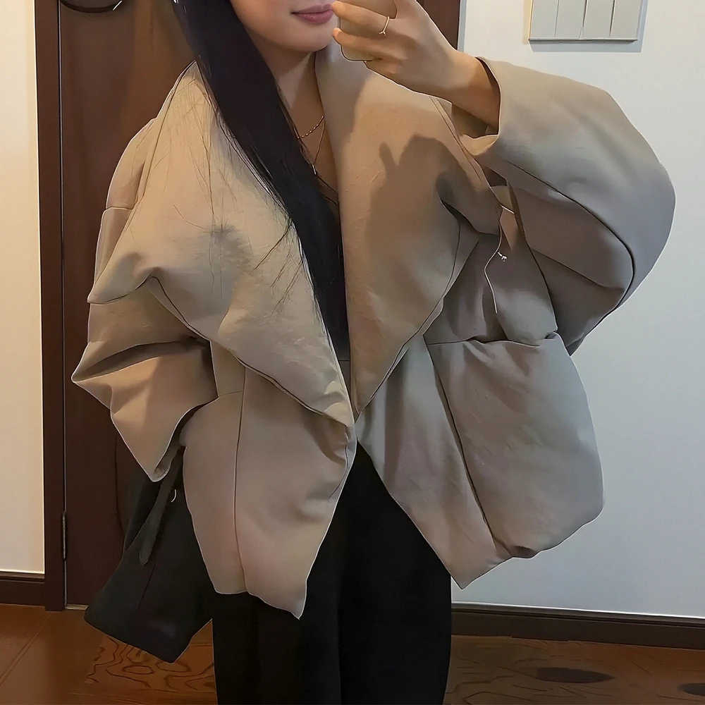 

Cotton-Padded Jacket Long Sleeve Autumn Winter Clothes Straight Sleeve Casual Style Women's Top Fashionable and Comfortable