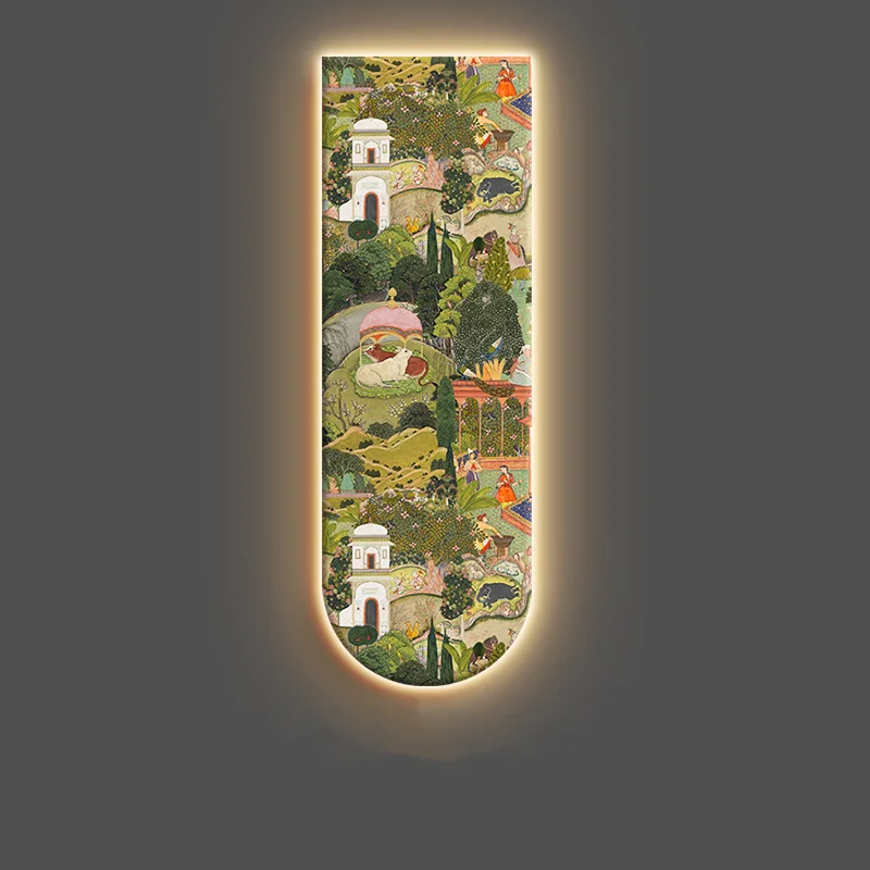 الرجعية نمط مدخل قاعة الديكور اللوحة الممر الفاخرة شنقا اللوحة الراقية مدخل LED مضيئة جدارية الخفيفة #6