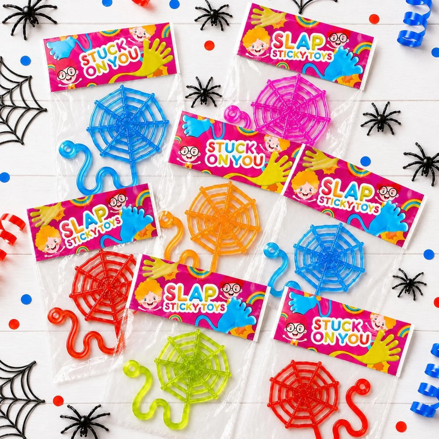 20pcs Sticky Spider Web Cobweb Stretchy Sensory Toys for Halloween Party Favors Birthday Party Supplies Bag Fillers Classroom