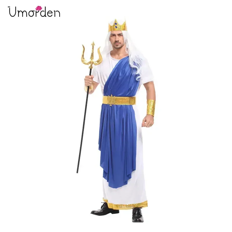 

Umorden King Neptune Costume for Men Adult Roman Fairy Tale God of Sea Poseidon Cosplay
