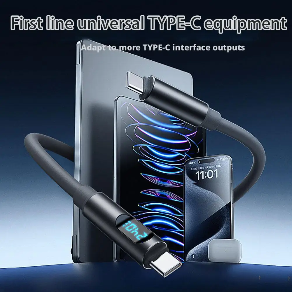 USB 3.1 Cable With LED Digital Display 240W PD3.1 Fast Charging 80Gbps Data Transfer Dual 8K Display For IPhone Galaxy