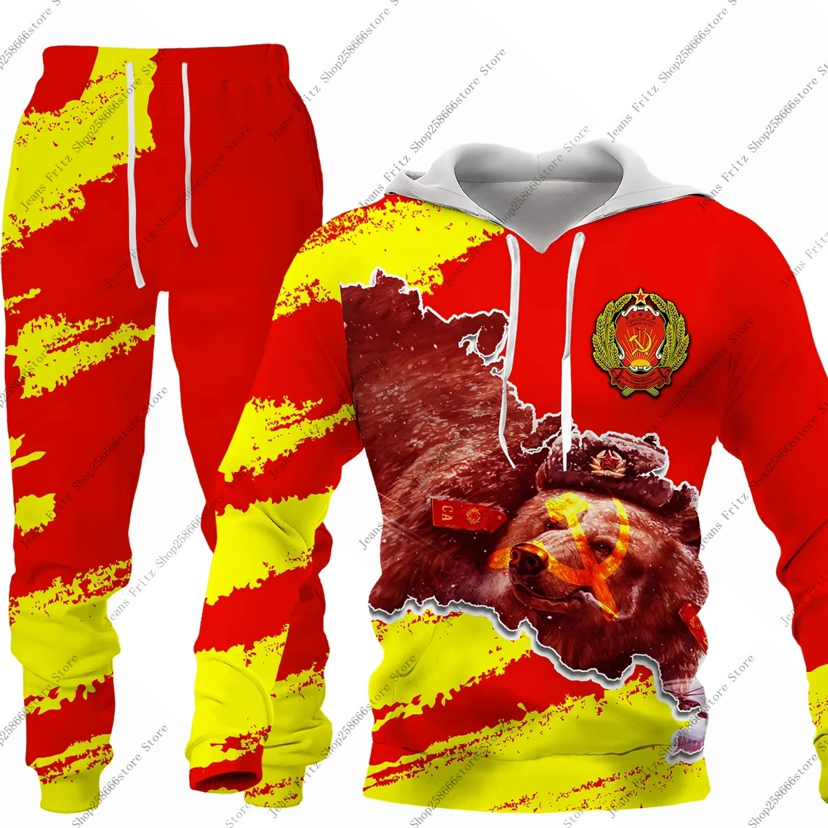 Autumn Winter 3D Print CCCP Russian USSR Soviet Union Hoodie Fashion 2pcs Set Kids Casual Men Women Street Sports Jogging Suits