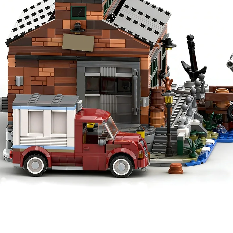 2014 PCS Urban Sustainable Fishing Company MOC Customize Modular Building Block Brick Simple Popular DIY Boys Festival Toy Gift