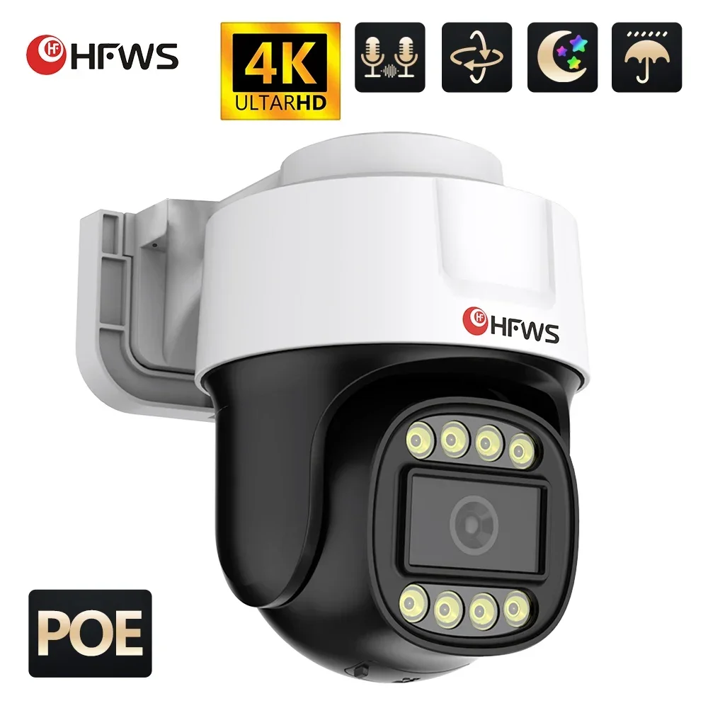 

8MP 4K PTZ POE IP Camera Dome Outdoor Audio Video Monitoring for NVR System with AI Human Detection and Two-Way Audio, ONVIF