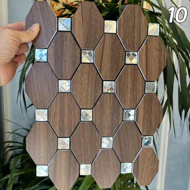 

4 Pcs Aluminum-plastic Self-adhesive Mosaic Wall Stickers Peel And Stick Backsplash Tiles Bathroom Living Room Background Decor