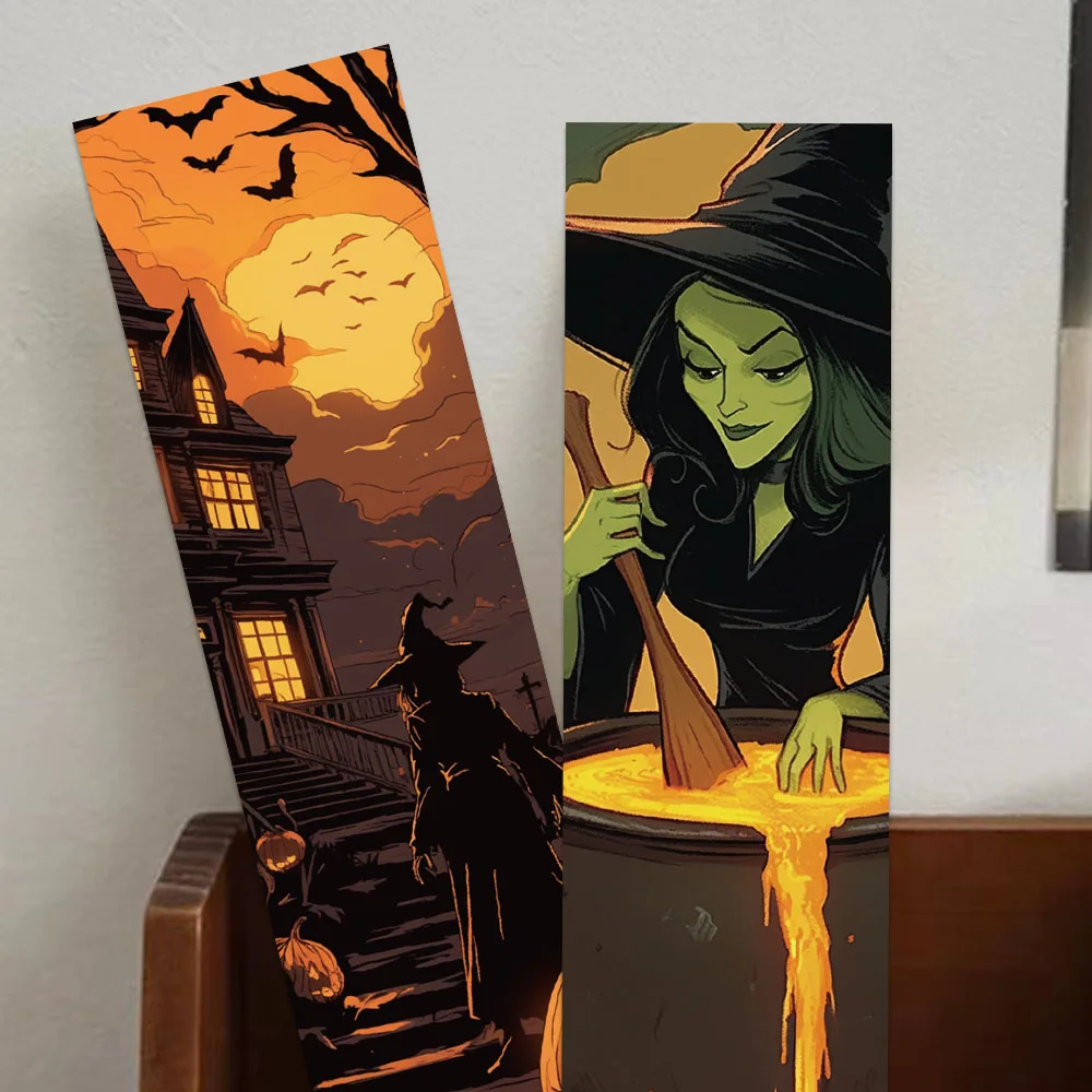 30pcs Halloween Bookmarks Reading Books Labeling Paper Cards Students Creative Holiday Gifts Decorating Pages Labeling Bookmarks