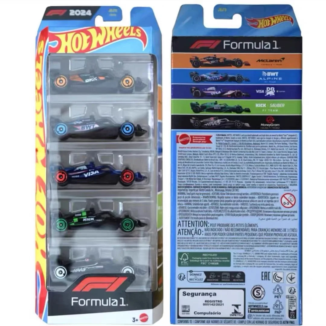 Hot Original Hot Wheels Car 2025 5pk Race Team F1 Formula1 Jbj78 1/64 Collection Diecast Vehicle Model Toys Gift For Birthday