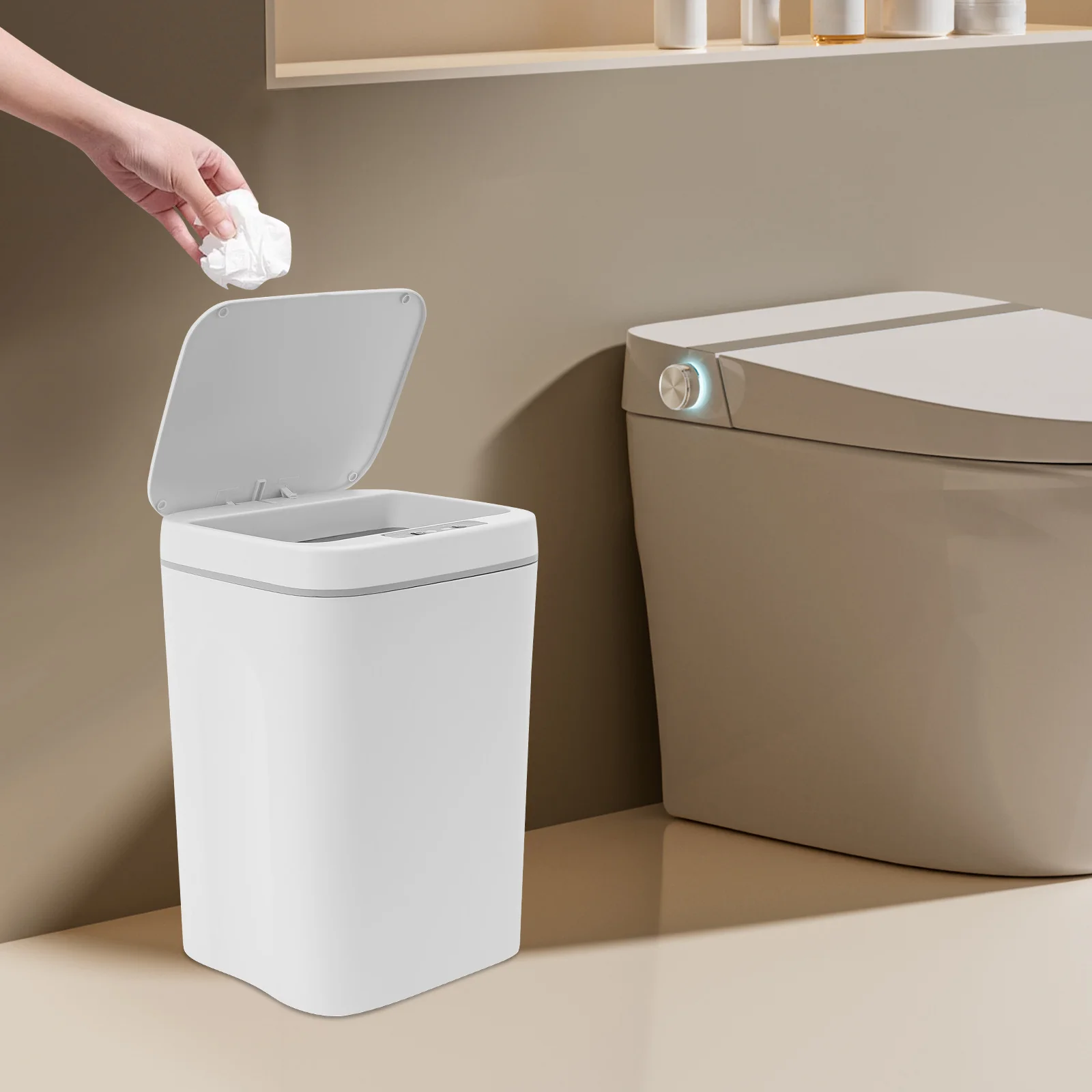 

Touchless 4.22 Gallon Automatic Motion Sensor Smart Trash Can Bathroom Trash Can