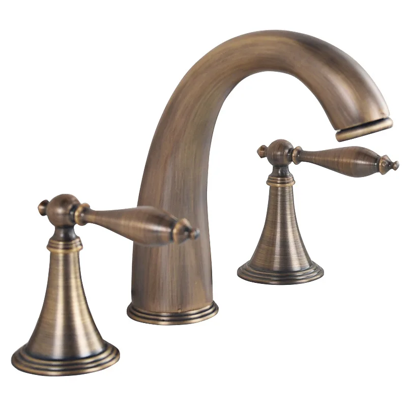 

Basin faucet Three-hole split bathroom cabinet faucet Hot and cold European double-handle washbasin faucet FT1024