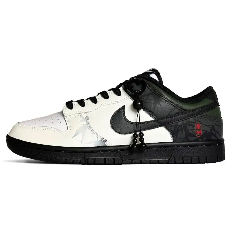 

[На заказ Темный бамбук] Nike Dunk Нескользящие амортизирующие устойчивые к истиранию низкие туфли для скейтборда GS Черный Белый Зеленый
