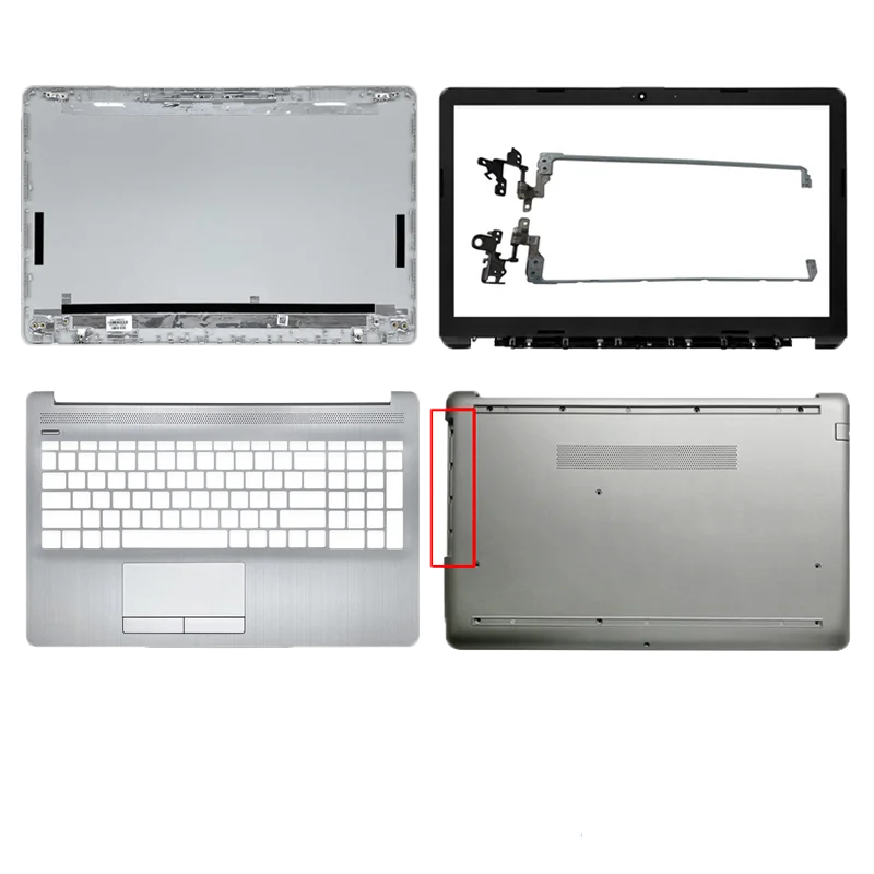 Imagem -01 - para hp 15-da 15-db 250 g7 255 g7 15-da0014dx Laptop Lcd Tampa Traseira Moldura Frontal Dobradiças Palmrest Caixa Inferior de Prata L20434001 para hp 15 da 15 db 250 g7 255 g7 15 da0014dx laptop lcd tampa traseira moldura frontal dobradicas palmrest caixa inferior de prata l20434001 01