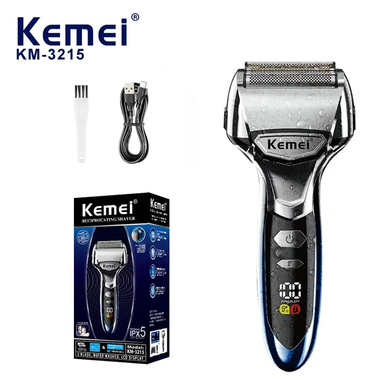 

Kemei KM-3215 Электробритва для мужчин, 3D плавающие головки, быстрая зарядка через USB, бритье для влажной/сухой уборки, аккумуляторная бритва
