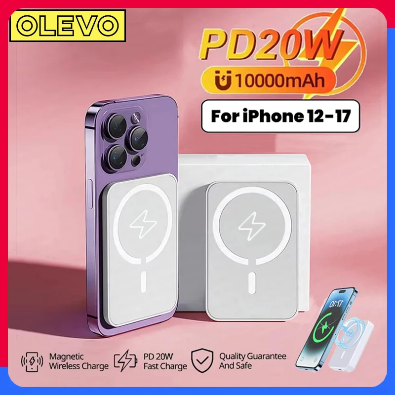 Powerbank magnético para apple bateria auxiliar externa portátil carregador sem fio tipo-c porta para iphone magsafe power bank