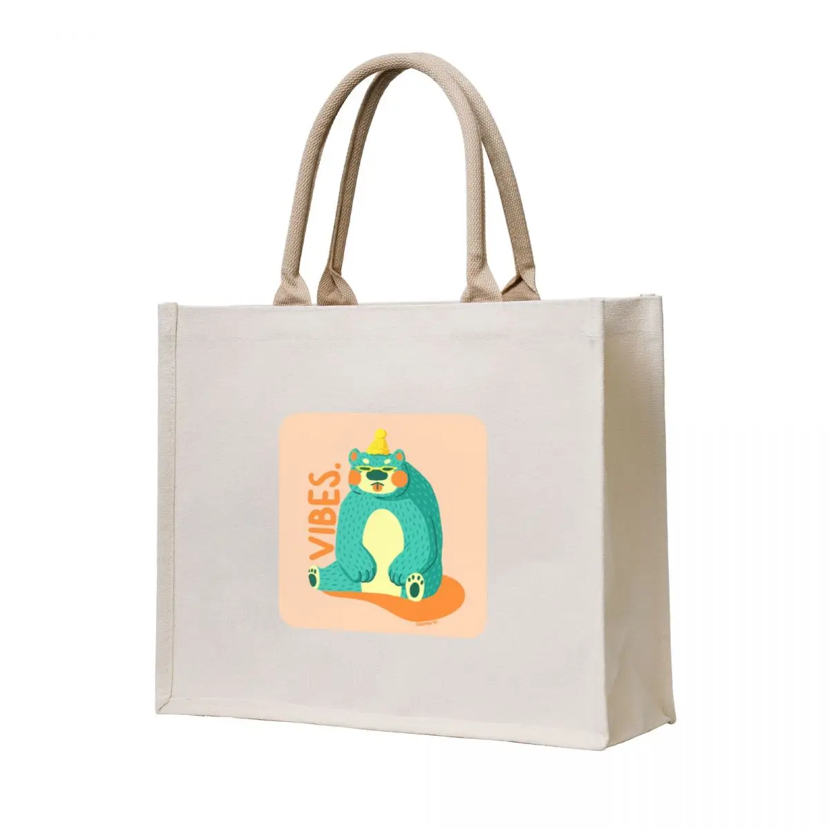 

Vibes Bear Tote Bag Women's shopping bag Handbags women reusable grocery bags eco bag folding