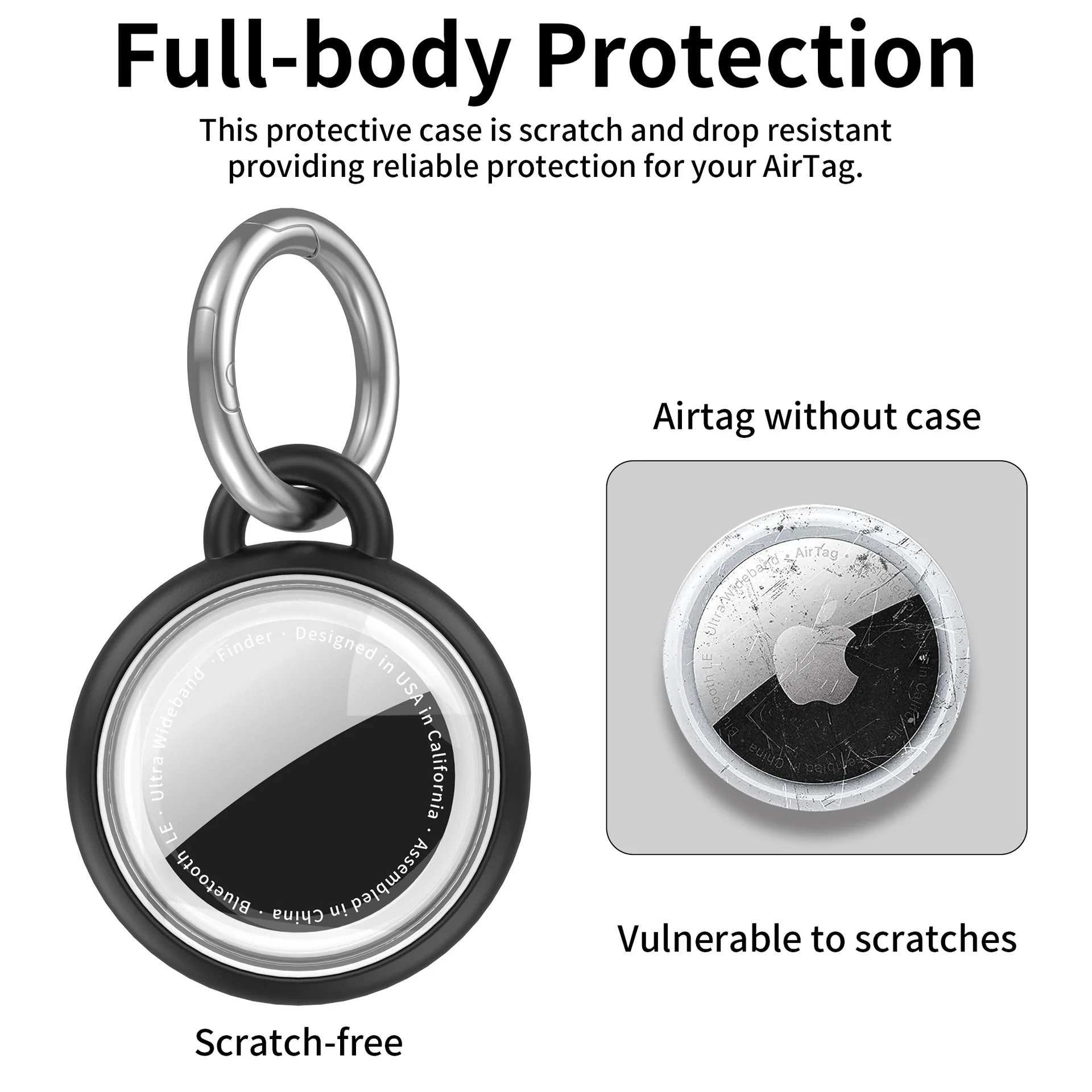 Eayburst TPU Wasserdichte Hülle für Apple Airtag Halterung Stoßfest Anti-Verlust Schlüsselanhänger Airtags Zubehör für Schlüssel Taschen Gepäck Haustiere – Detail 3