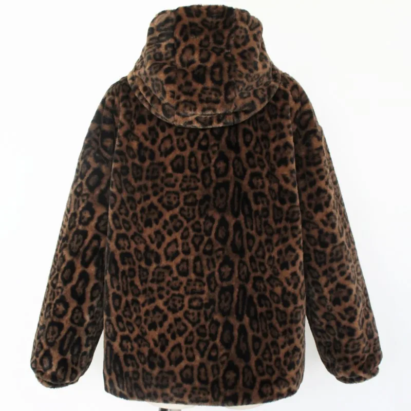 2025年新作 メンズ レオパード柄 フェイクファー ジャケット カラーブロックデザイン 厚手 暖かい プラッシュ ふわふわファー トレンド カジュアル フード付きジャケット トップス