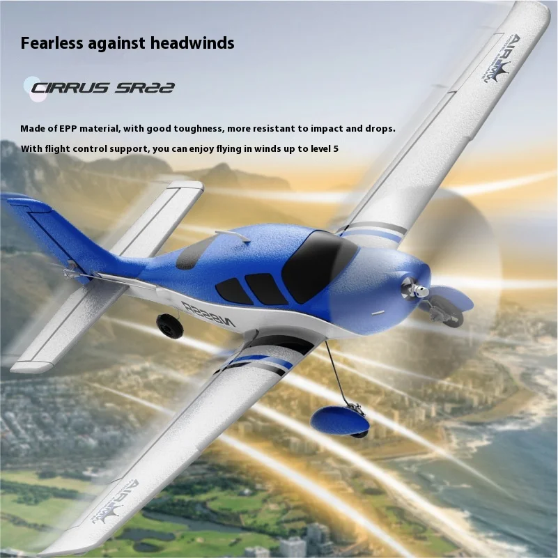 Avião de controle remoto transfronteiriço, quatro canais sr22, planador de asa fixa, modelo de motor sem escova, brinquedo rc, presente de aniversário